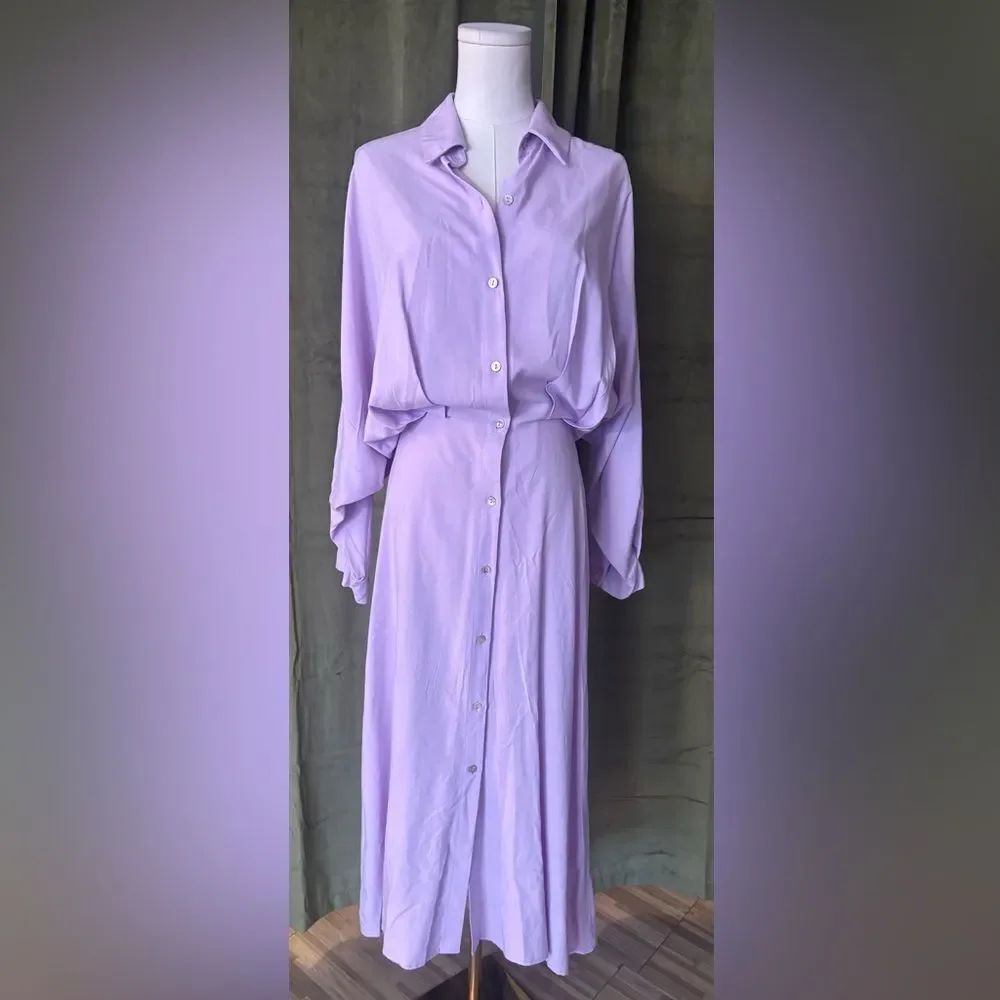 IDA Elegant Lilac Long Sleeve  100% viscose Dress, US4